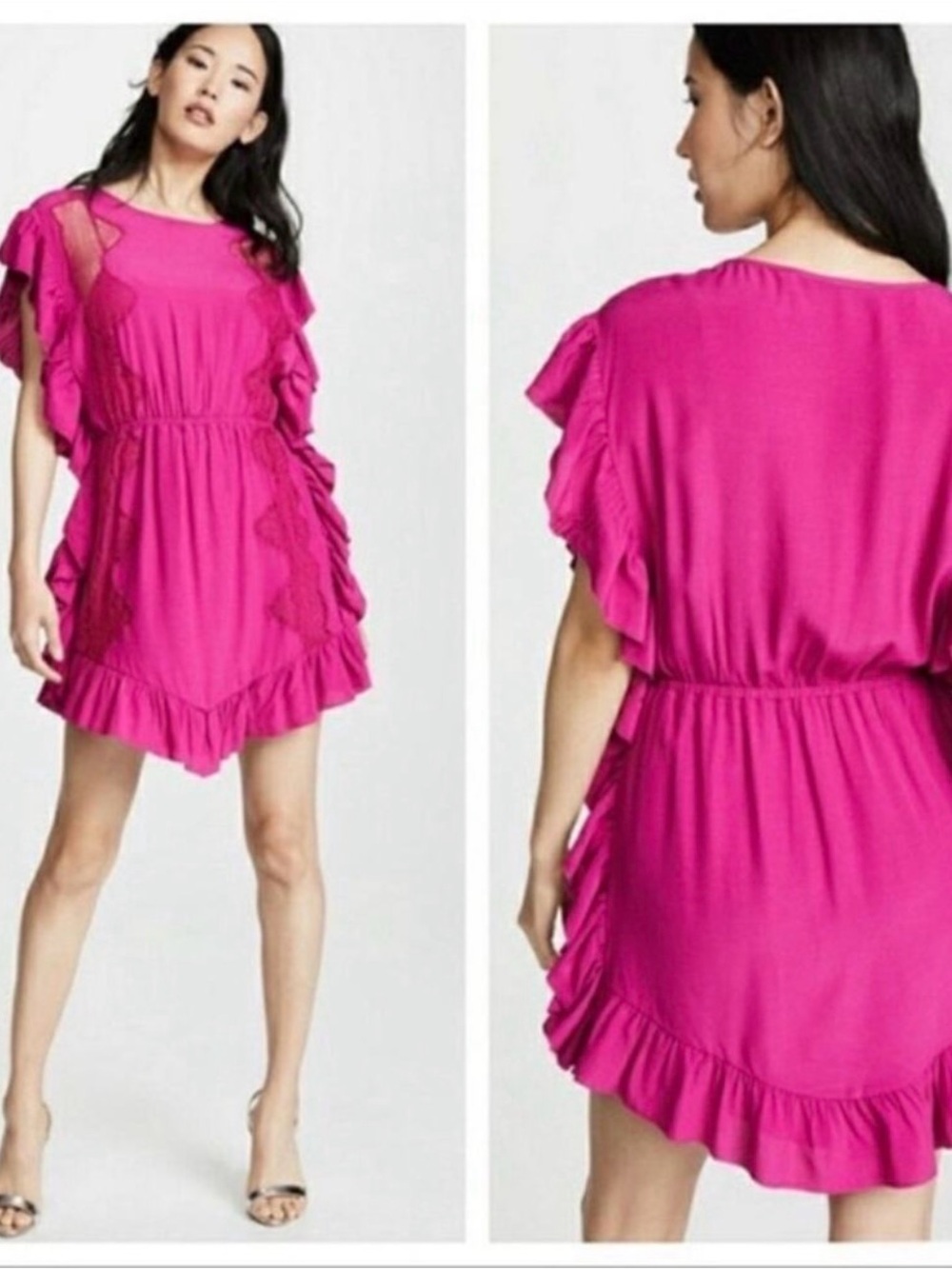 IRO Hot Pink Ruffle Mini Dress